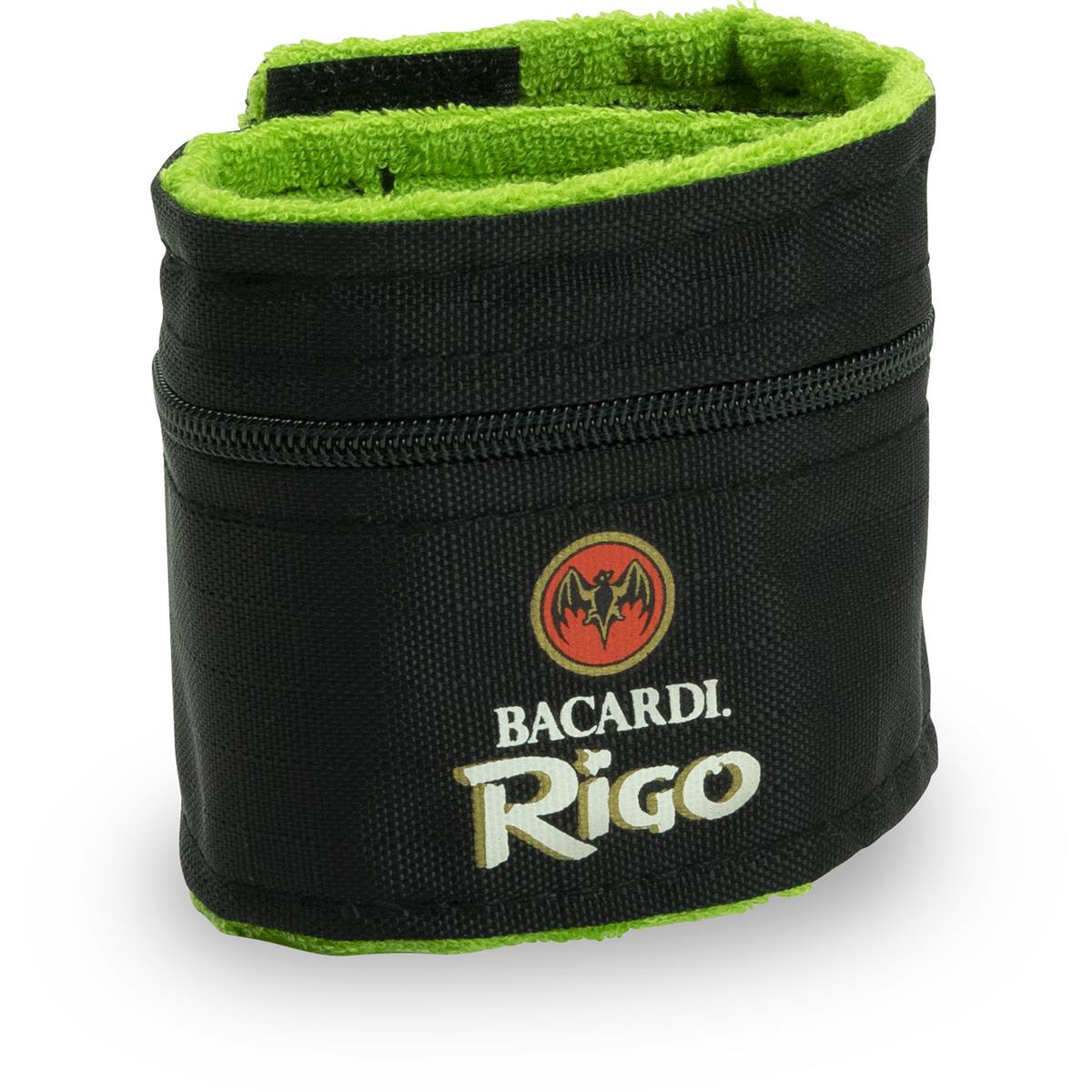 1 Bacardi Rum Geldbeutel Armbinde mit Reisverschluss "Rigo" Schwarz/Grün neu – Ansicht 2