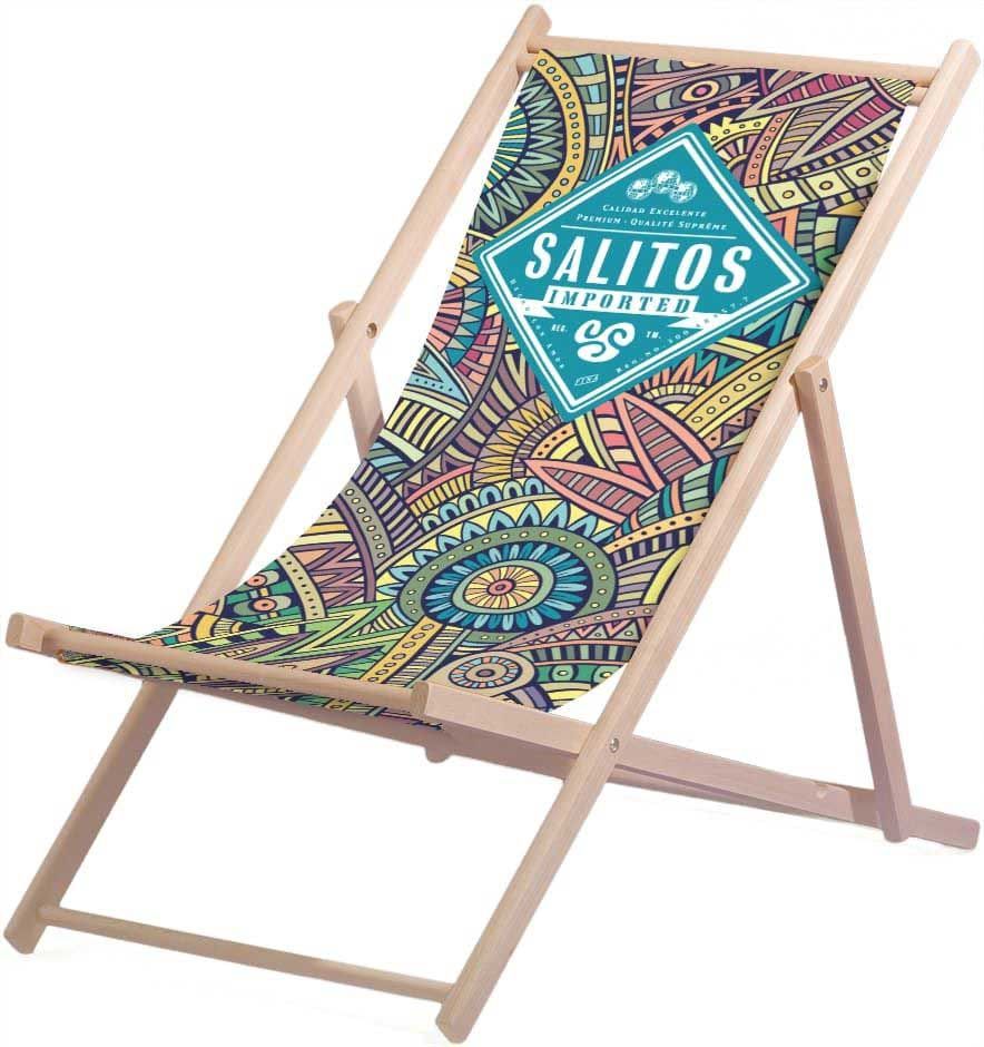 Salitos Bier Liegestuhl Türkis Holz Verstellbar 95KG Camping Strand See Garten