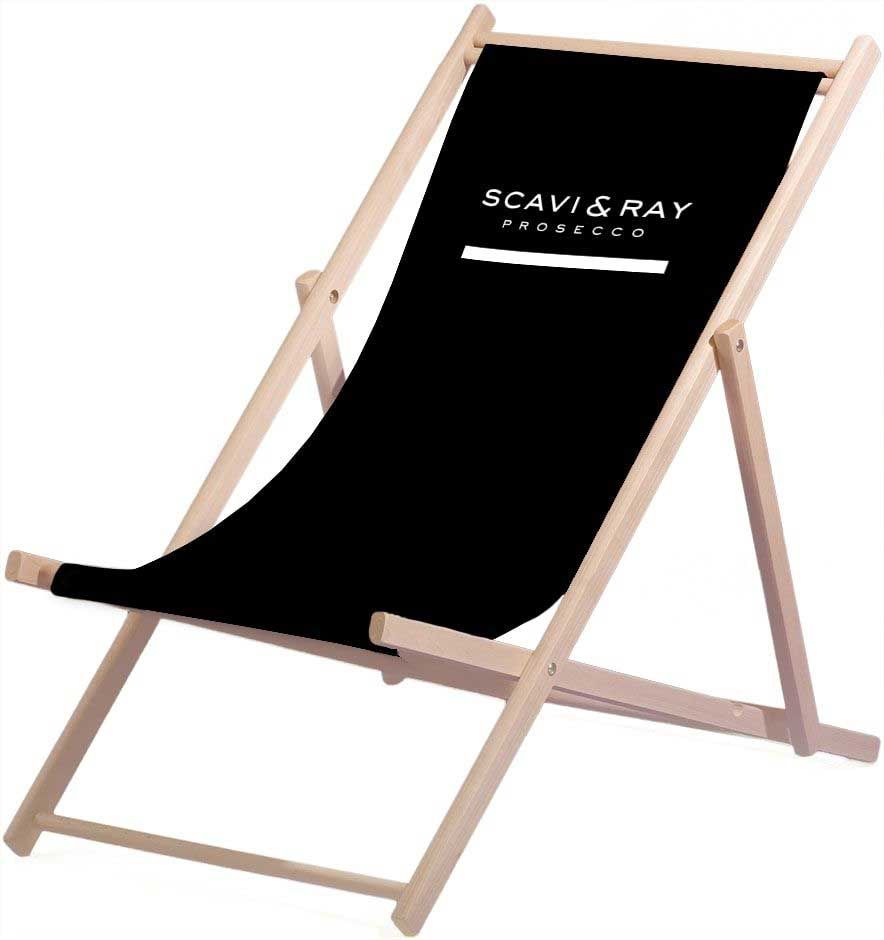 1 Scavi & Ray Sekt Liegestuhl Holz Polyesterbespannung max 95Kg schwarz neu