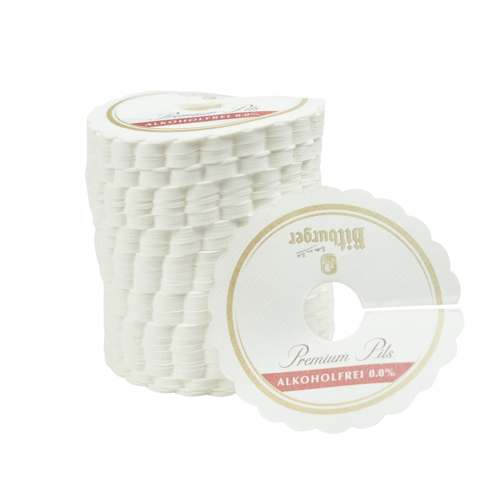 1000x Bitburger Bier Rosetten Alkoholfrei Kragen Tropfen Deckchen Gläser