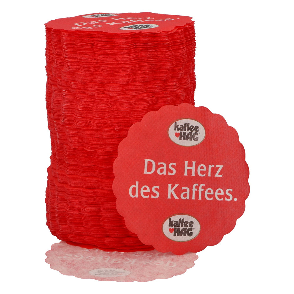 1000x Kaffee Hag Kaffee Tropfdeckchen rot Das Herz des Kaffees Untersetzer