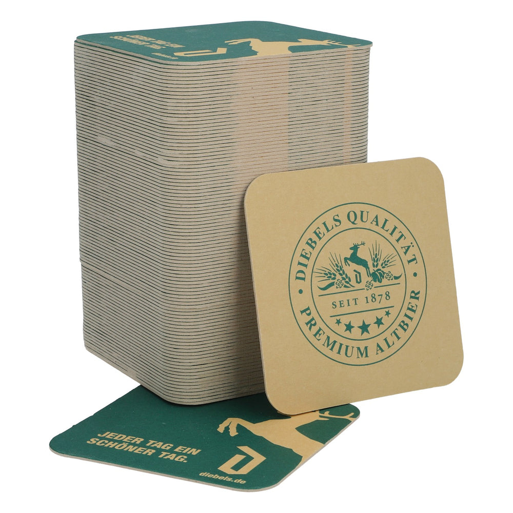 100x Diebels Bier Bierdeckel Untersetzer Pappuntersetzer Glasuntersetzter 9x9 cm grün