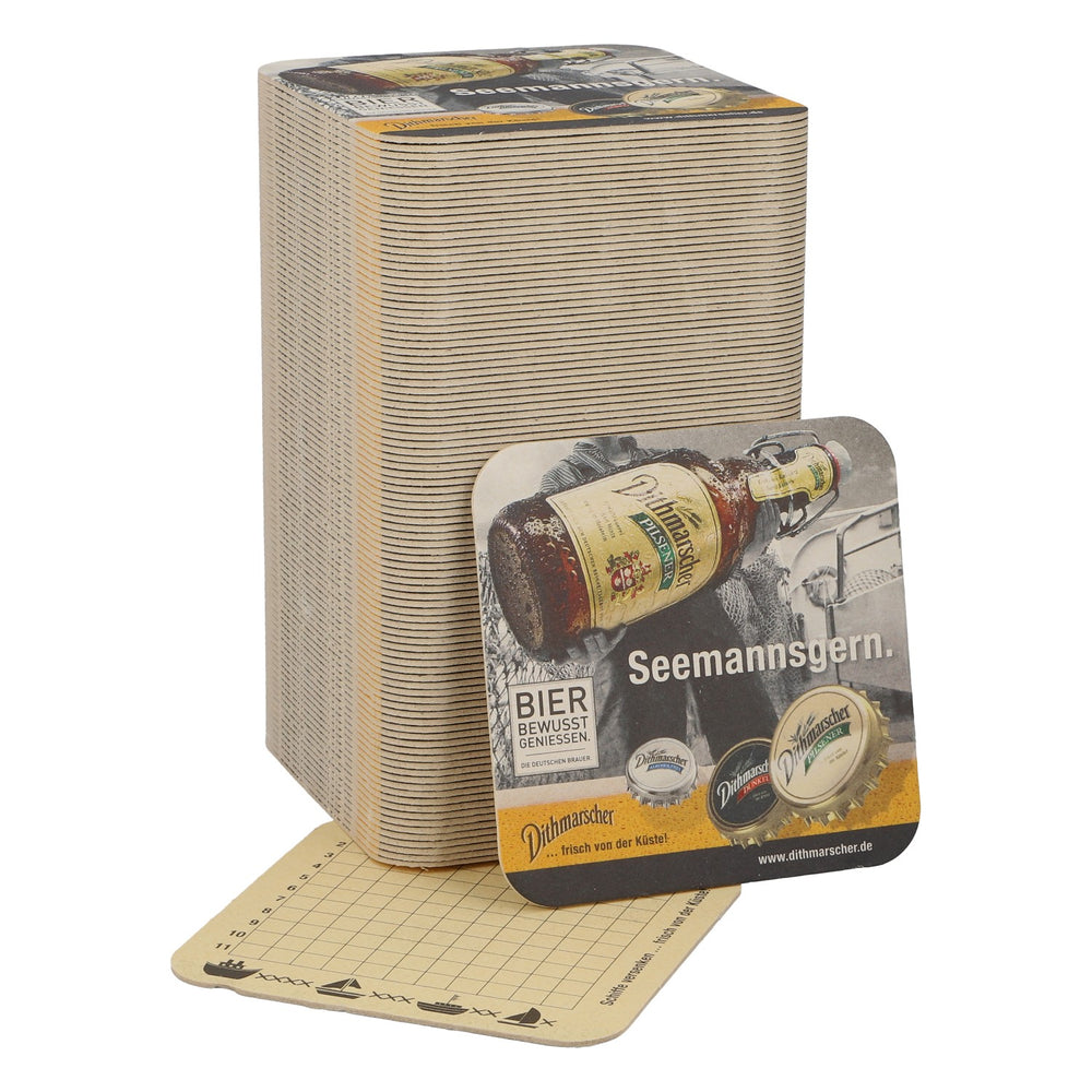 100x Dithmarscher Bier Untersetzer Bierdeckel Seemannsgern Schiffe versenken