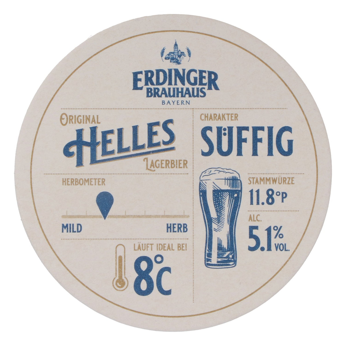 100x Erdinger Weissbräu Bier Bierdeckel Untersetzer rund 10,5 cm Durchmesser weiß "Helles" – Ansicht 4