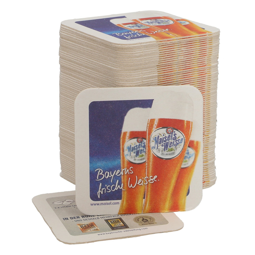 100x Maisels Weisse Untersetzer Bierdeckel 9,4x9,4cm Bayerns Frische Barzubehör