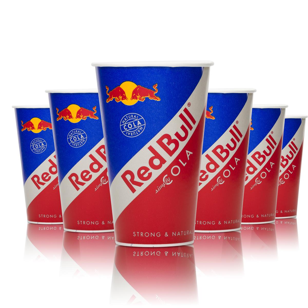 100x Red Bull Energy Einwegbecher Papier Red Bull Cola rot blau