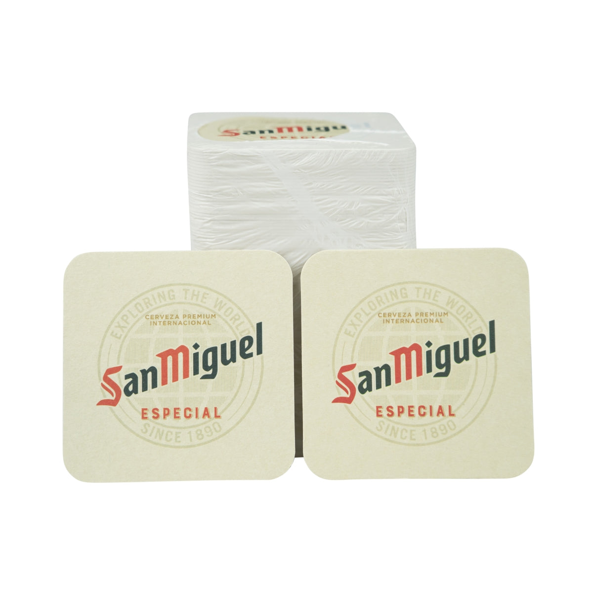 100x San Miguel Untersetzer Bierdeckel 9x9cm Tropfschutz Glas Unterlage