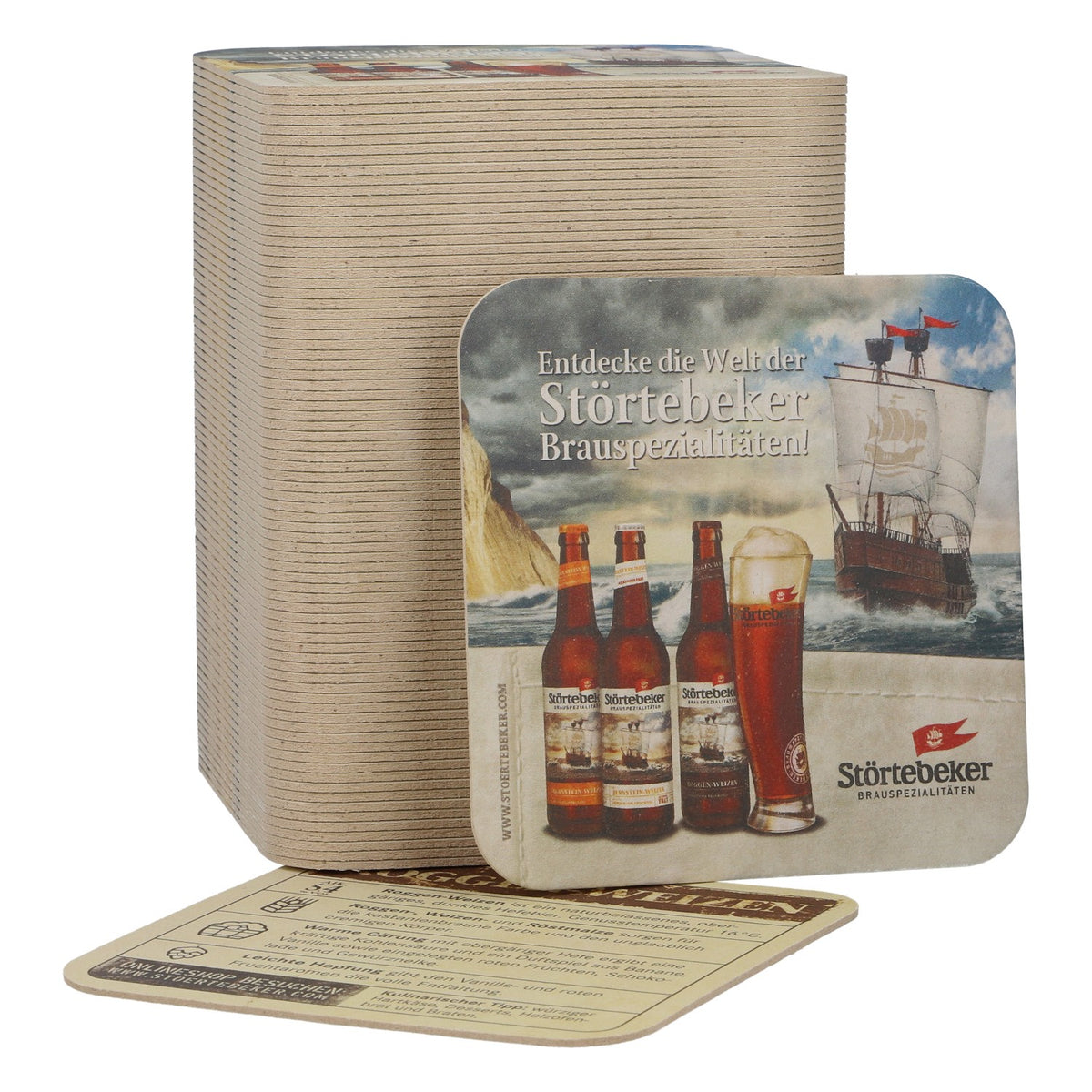 100x Störtebeker Bier Bierdeckel Roggen-Weizen Untersetzer Papier bunt Coaster