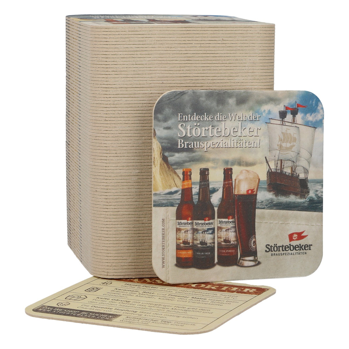100x Störtebeker Bierdeckel Hanse-Porter Untersetzer maritim Barzubehör