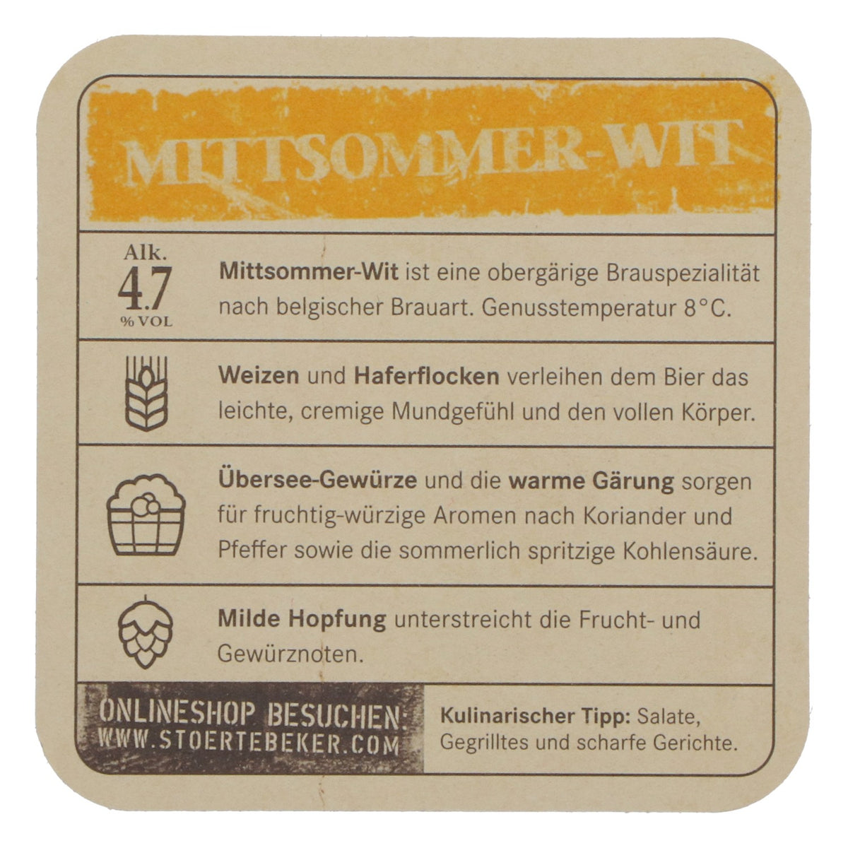 100x Störtebeker Bierdeckel Mittsommer-Wit Untersetzer Barzubehör – Ansicht 3