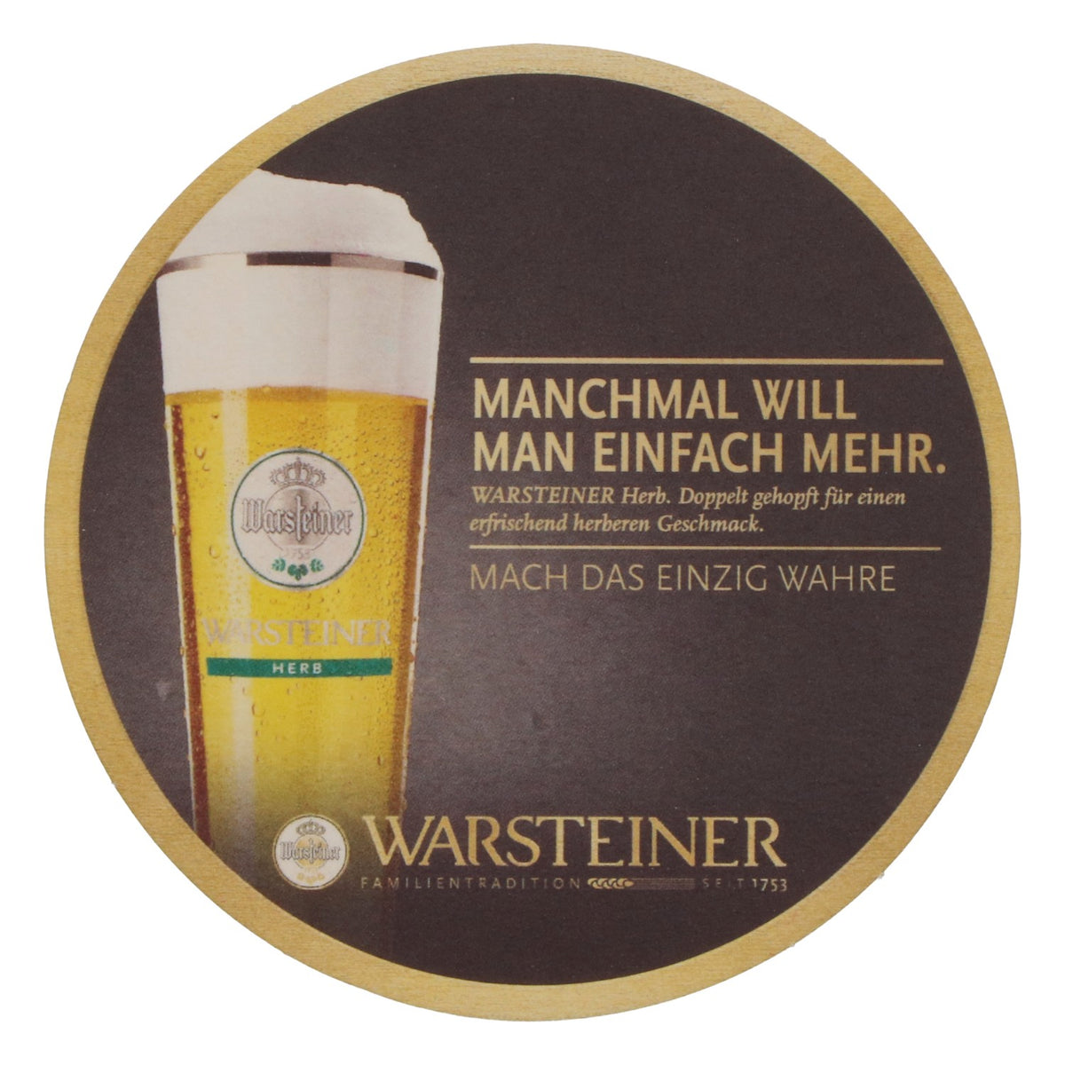 100x Warsteiner Bierdeckel Ø 10,5 cm "Manchmal will man einfach mehr" – Ansicht 4