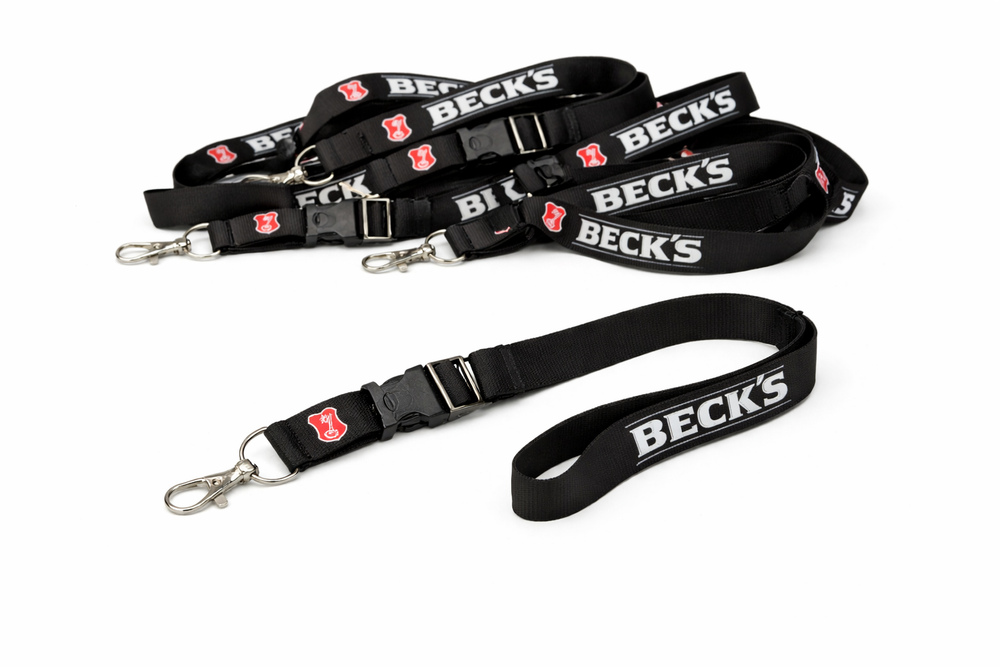 10x Becks Schlüsselbund Schlüsselband Kette Umhänger Accessoir Karabiner Anhänger