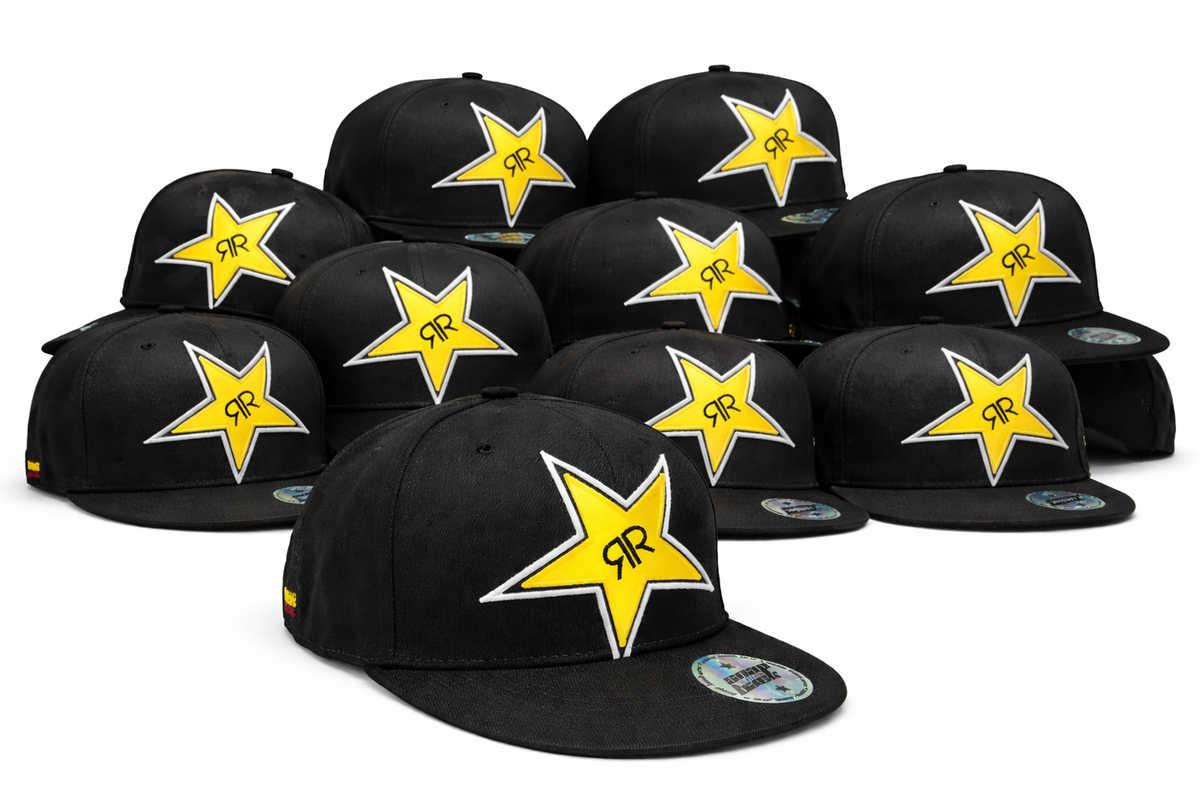 10x Rockstar Energy Cap Snap Basecap Back Kappe Schwarz Unisex Mütze BMX