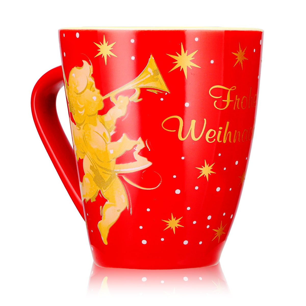 4 Mohaba Glühweinbecher Form 2000 Frohe Weihnachten mit Engel feuerrot / creme 0,2l geeicht – Ansicht 8