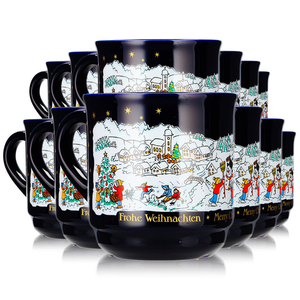 12 Mohaba Glühweinbecher Form 8000 Frohe Weihnachten Winter kobaltblau 0,2l geeicht