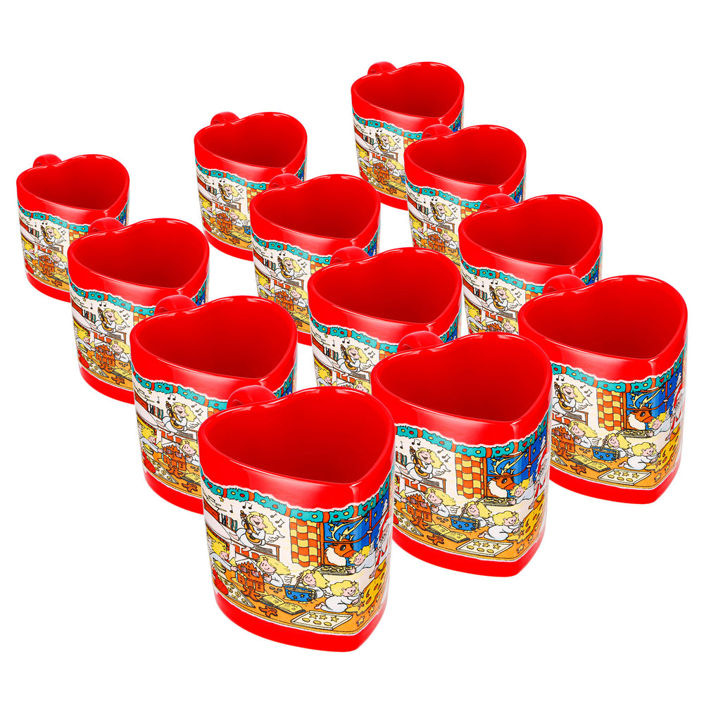 12 Mohaba Glühweinbecher Herz-Tasse Weihnachtsbäckerei mit Engel feuerrot 0,2l geeicht