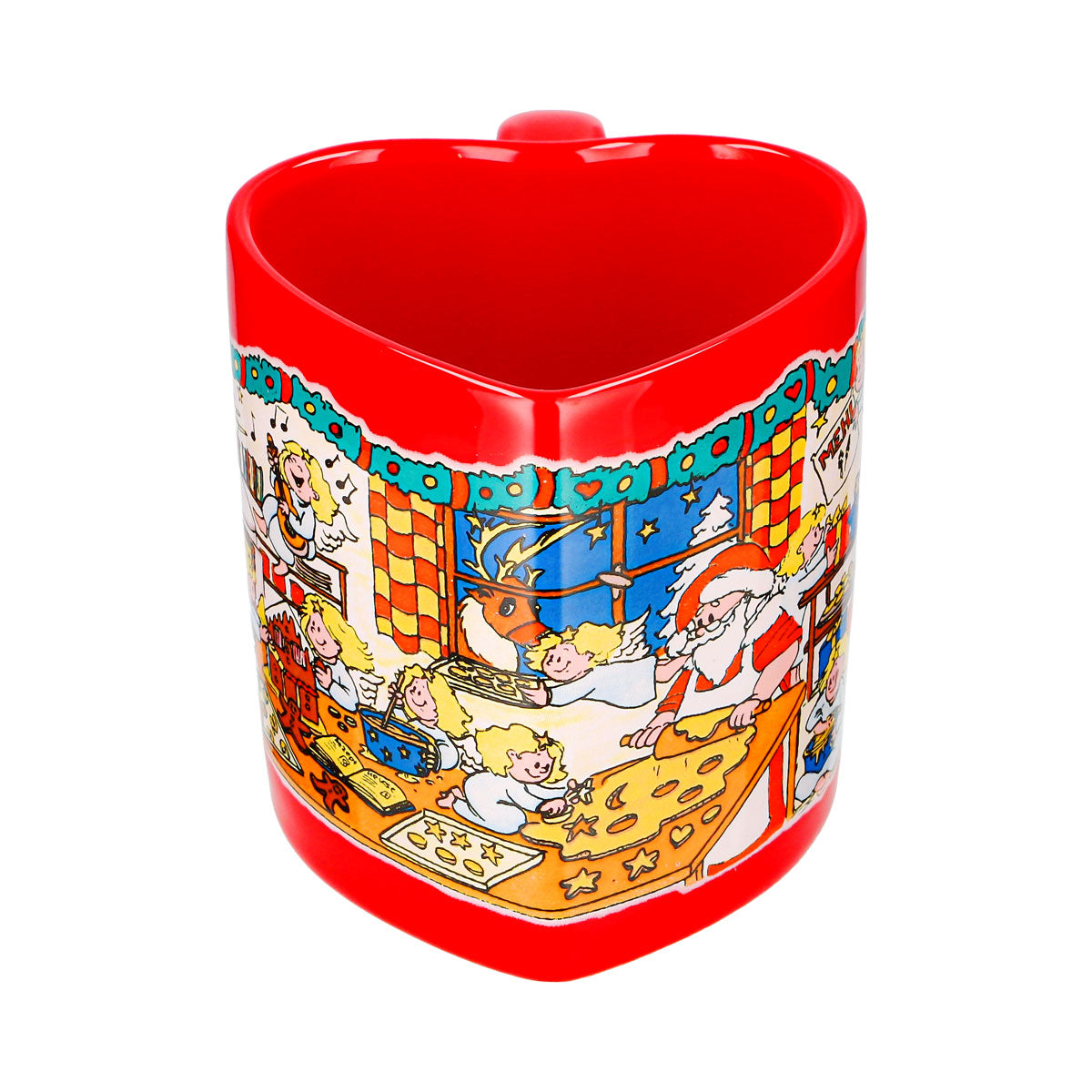 2 Mohaba Glühweinbecher Herz-Tasse Weihnachtsbäckerei mit Engel feuerrot 0,2l geeicht – Ansicht 3