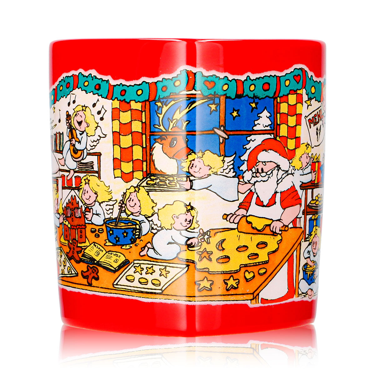 2 Mohaba Glühweinbecher Herz-Tasse Weihnachtsbäckerei mit Engel feuerrot 0,2l geeicht – Ansicht 5