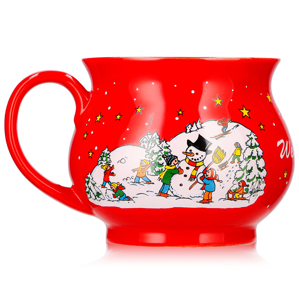 12 Mohaba Glühweinbecher Kugelbecher Frohe Weihnachten Winter feuerrot 0,2l geeicht – Ansicht 4
