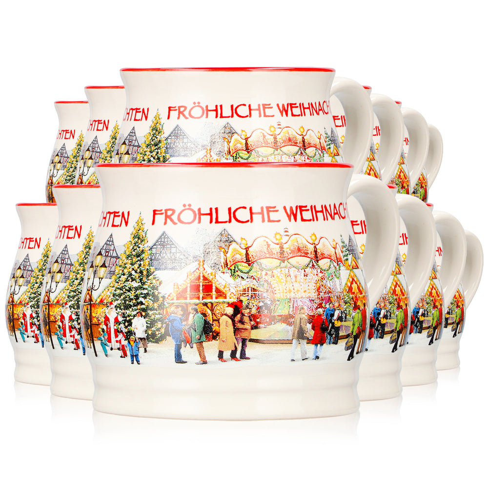12 Mohaba Glühweinbecher Punschtöpfchen Fröhliche Weihnachten chamonix 0,2l geeicht