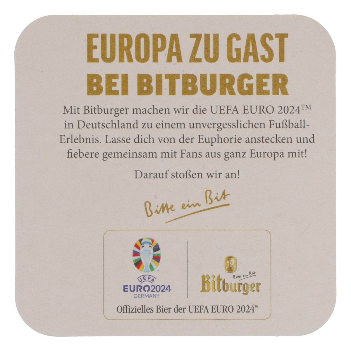 125x Bitburger Bier Bierdeckel Untersetzer 9x9 cm "Bitte ein Tipp" Rückseite "Euro 2024" – Ansicht 4