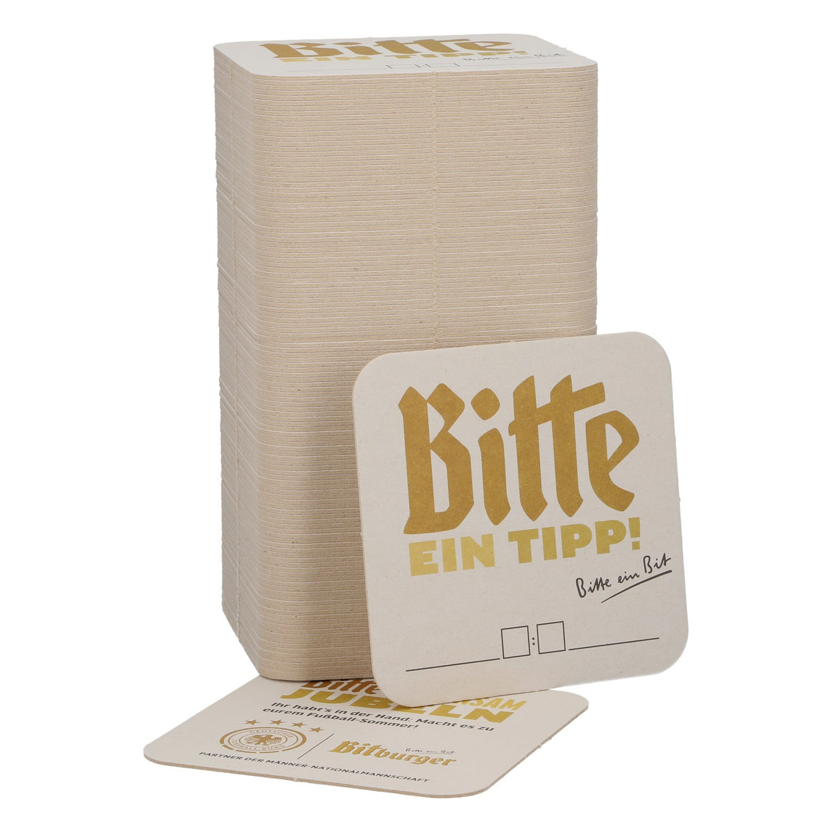 125x Bitburger Bierdeckel 9x9 cm Bitte ein Tipp Deutscher Fußball Bund