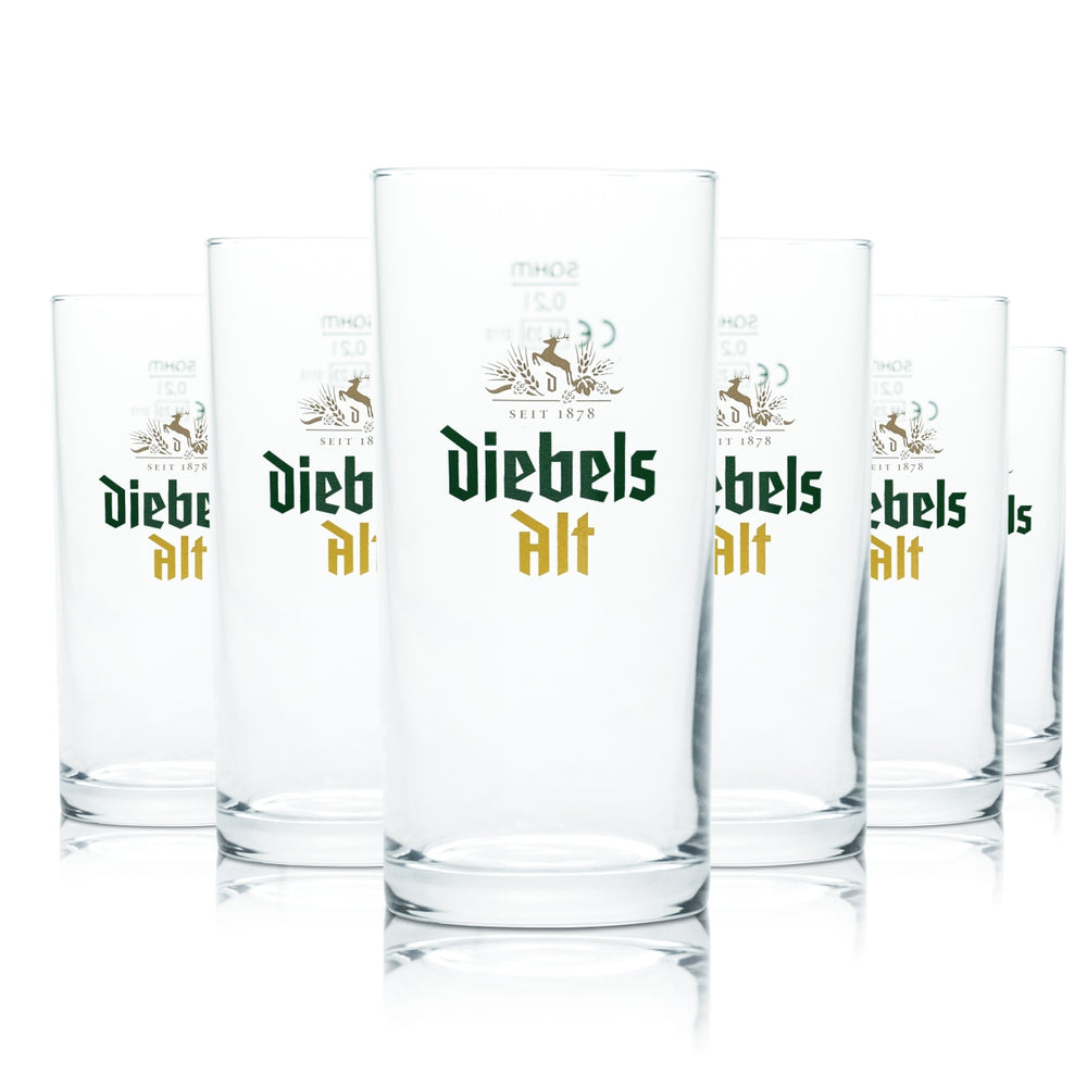 12x Diebels Glas 0,2l Alt Bier Becher Stange Pokal Gläser Brauerei Gastro Eiche
