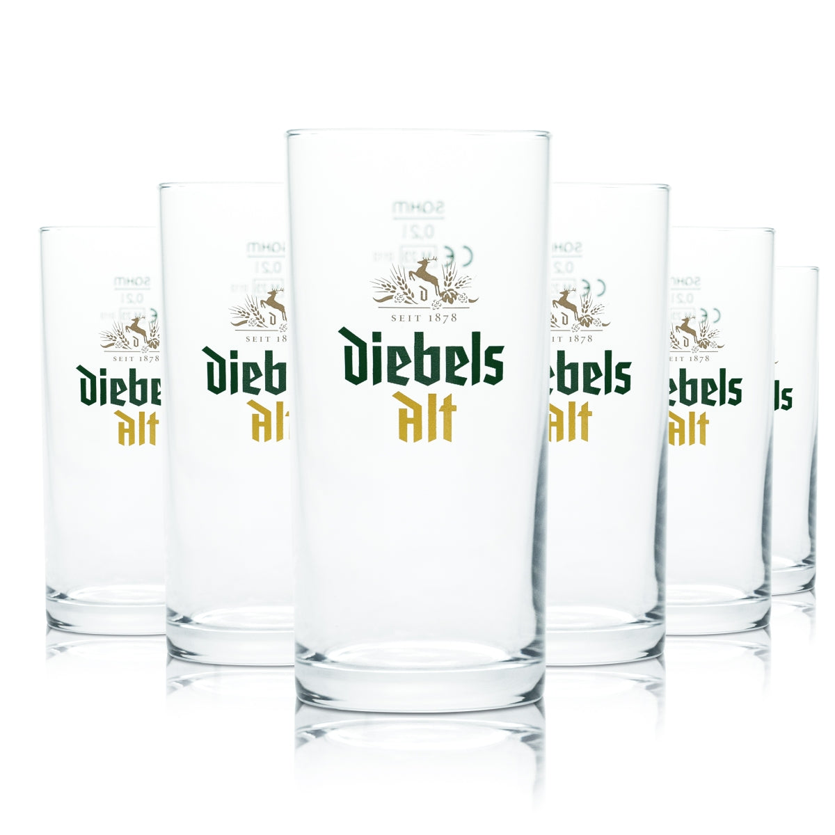 12x Diebels Glas 0,2l Alt Bier Becher Stange Pokal Gläser Brauerei Gastro Eiche