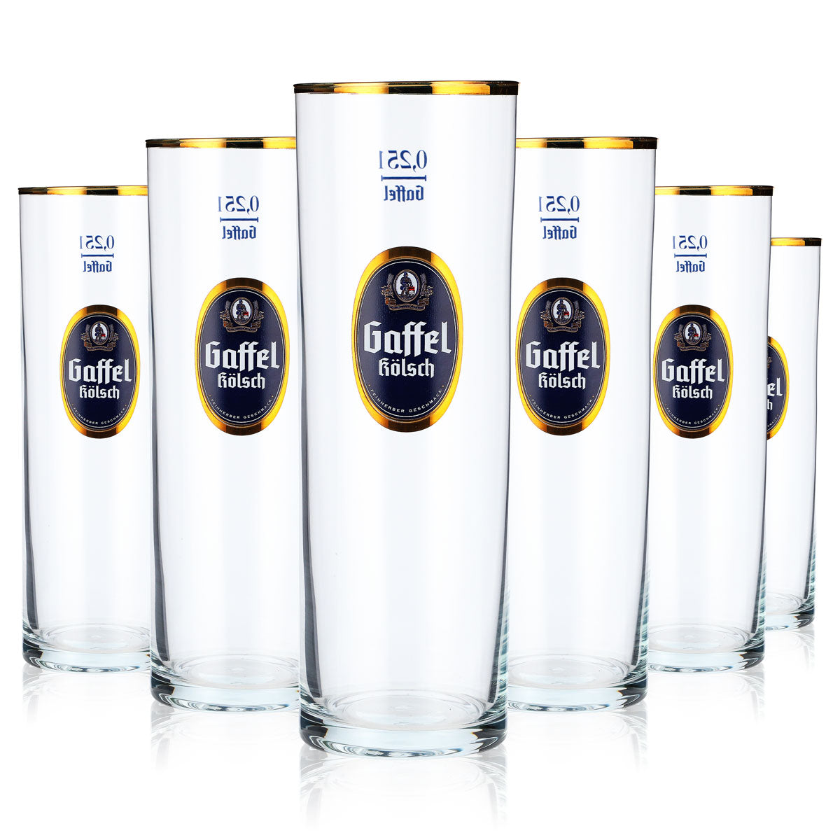 12x Gaffel Bier Glas Biergläser Kölschgläser 0,25l Kölsch-Stange Goldrand – Ansicht 2