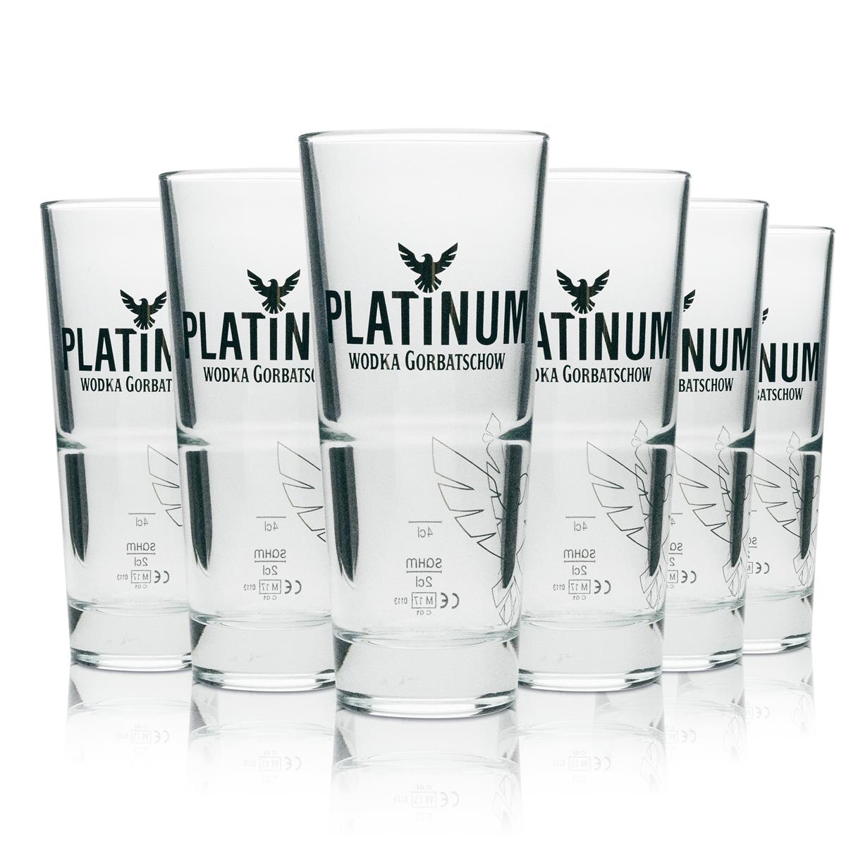 12x Gorbatschow Vodka Glas Longdrink Platinum 290ml