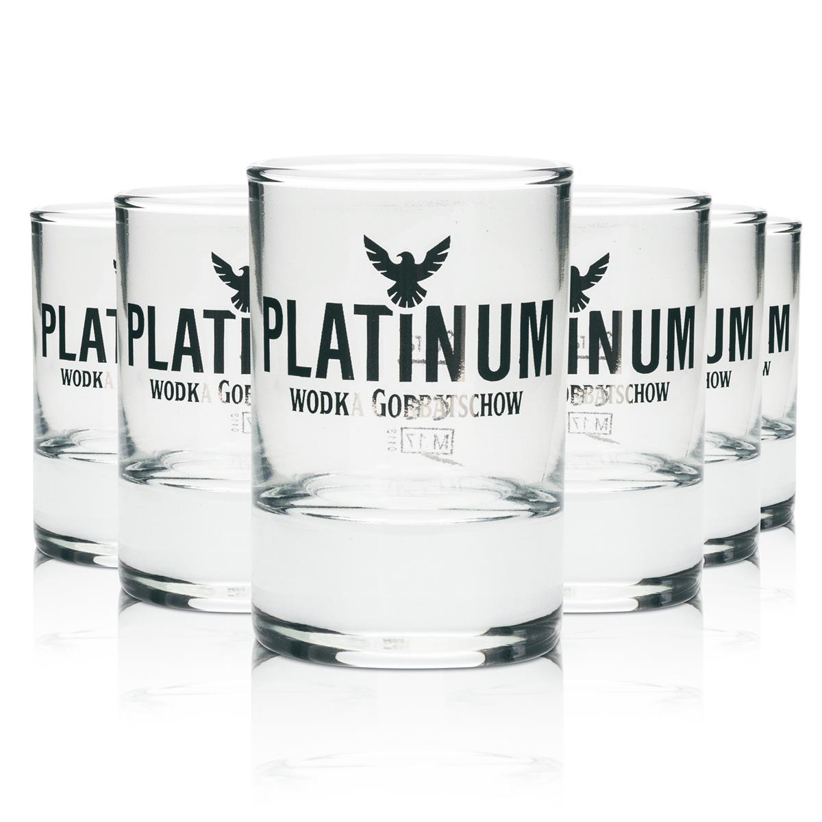 12x Gorbatschow Vodka Glas Shot Platinum 2cl