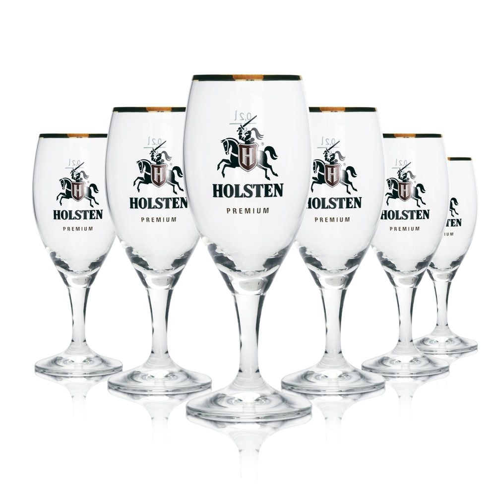 12x Holsten Bier Glas Biergläser Premium 0,2l Goldrand Rastal