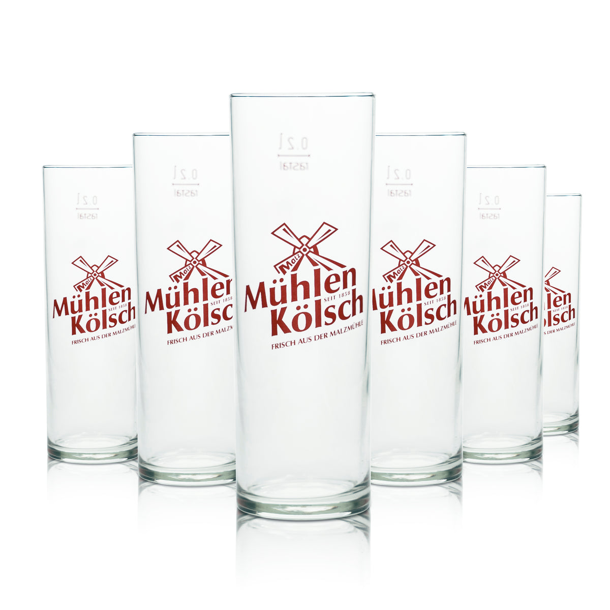 12x Mühlen Kölsch Bier Glas 0,2l Becher Stange Gläser Köln Malzmühle Beer Bar – Ansicht 4