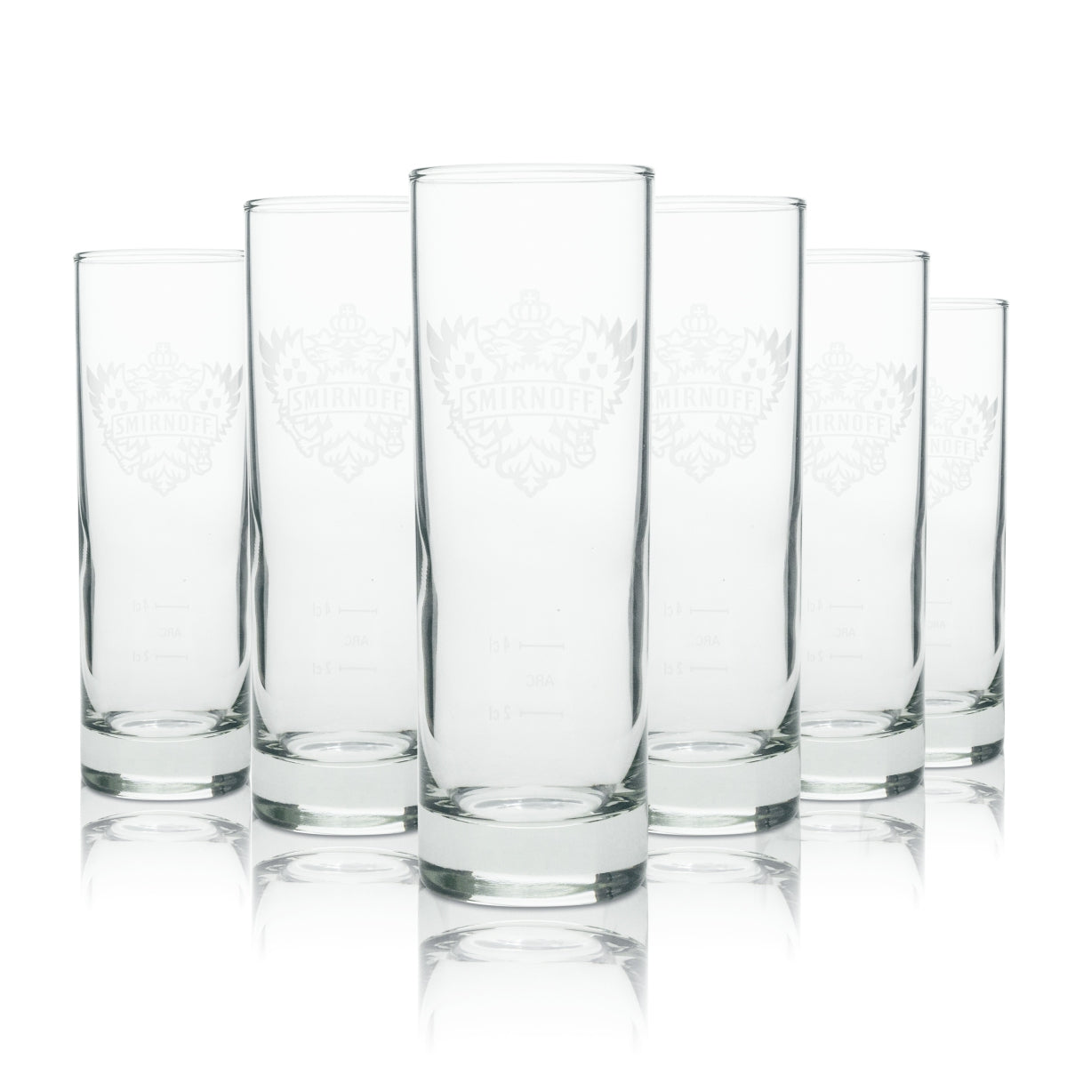 12x Smirnoff Vodka Glas Longdrink dünn weißes Logo 220ml