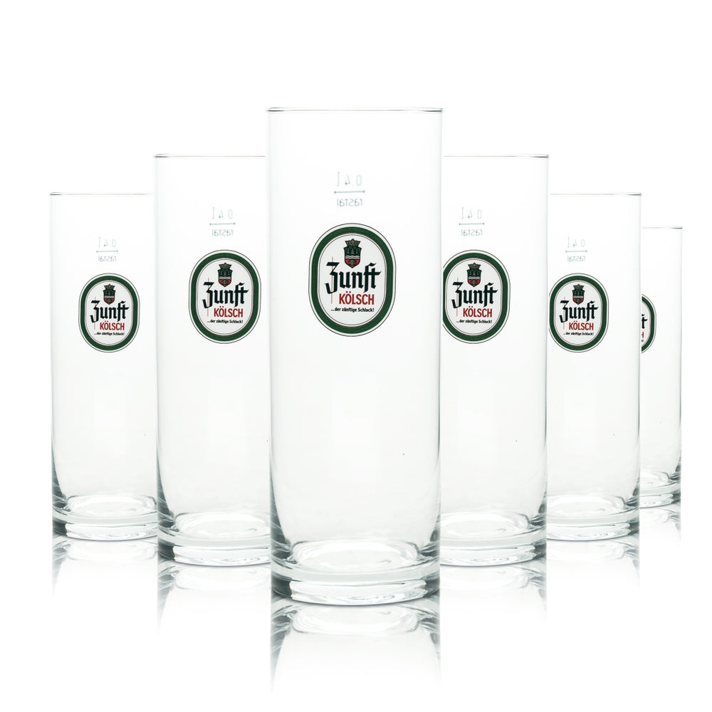 12x Zunft Bier Glas 0,4l Kölsch Stange Becher Rastal Gläser Pils Köln Beer Bar