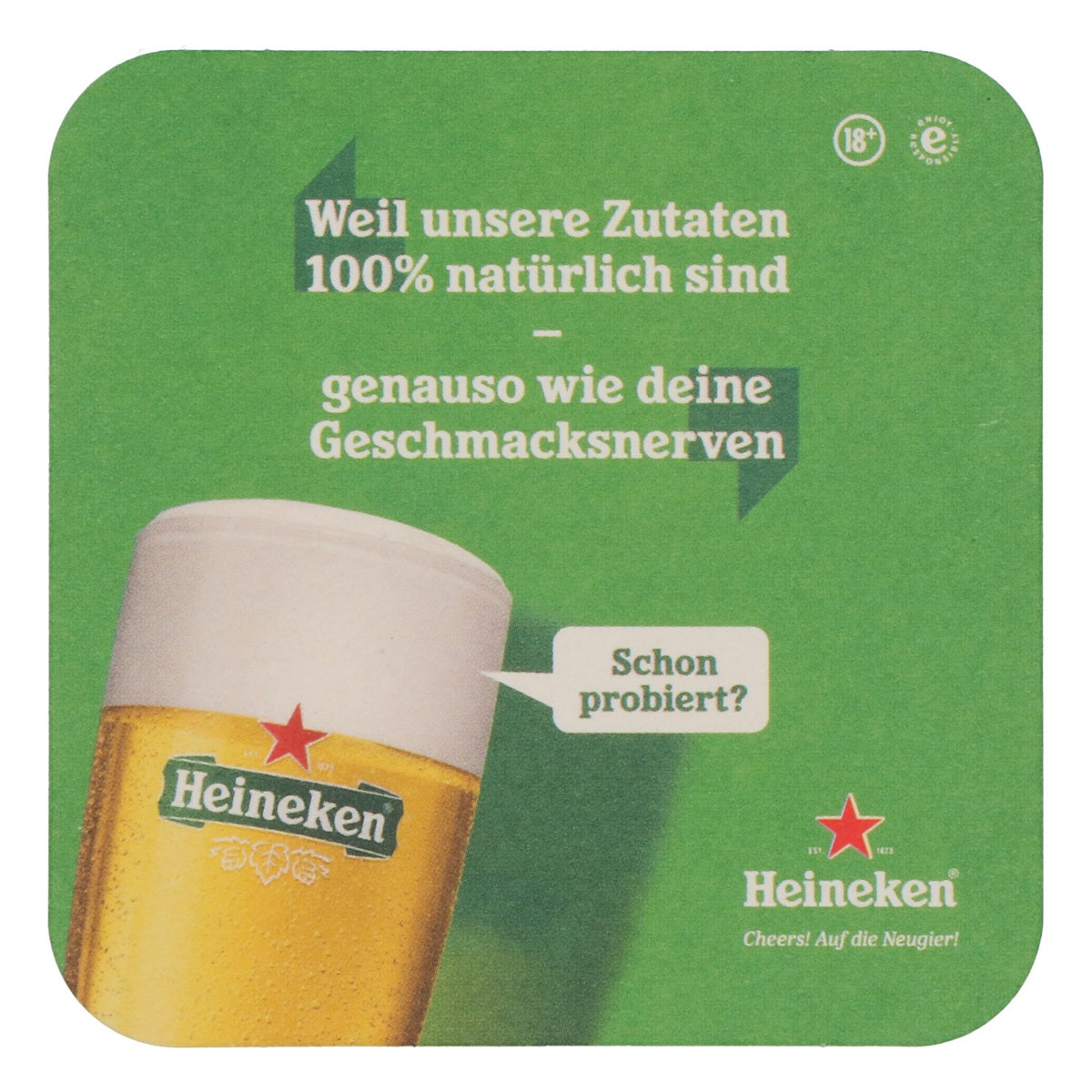 150x Heineken Bier Bierdeckel Untersetzer 9,3x9,3 cm "...dass es vegan ist?" – Ansicht 3