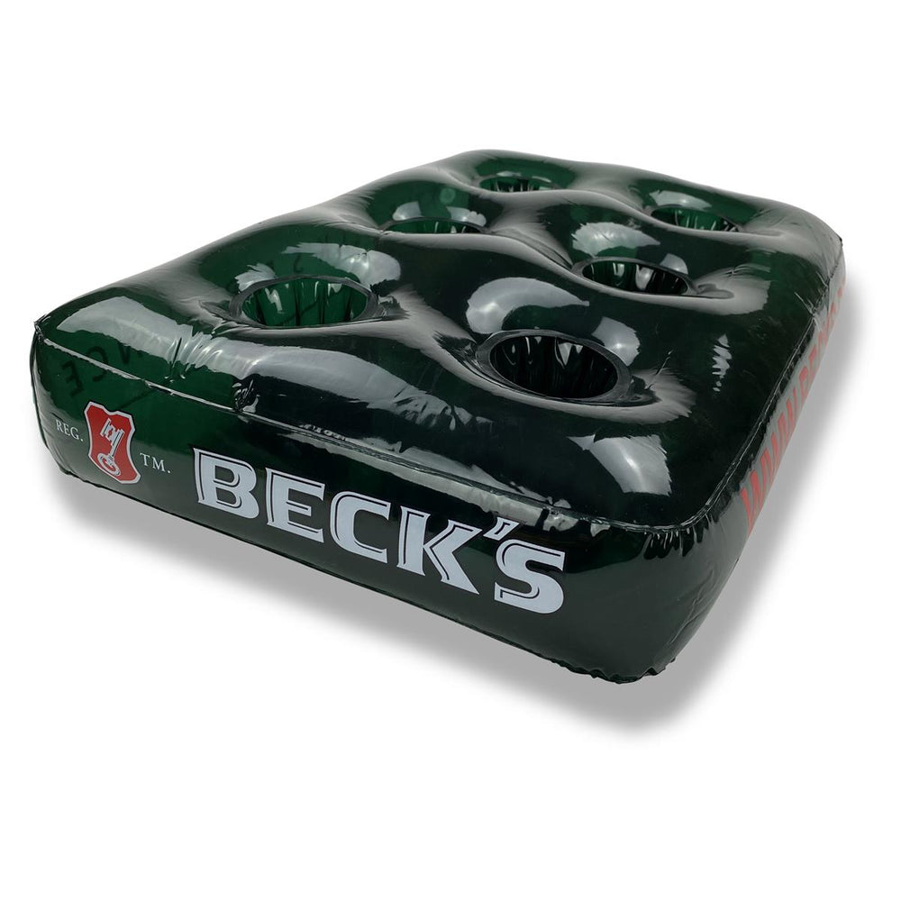 1x Becks Bier Aufblasbare Getränke Halter Pool grün