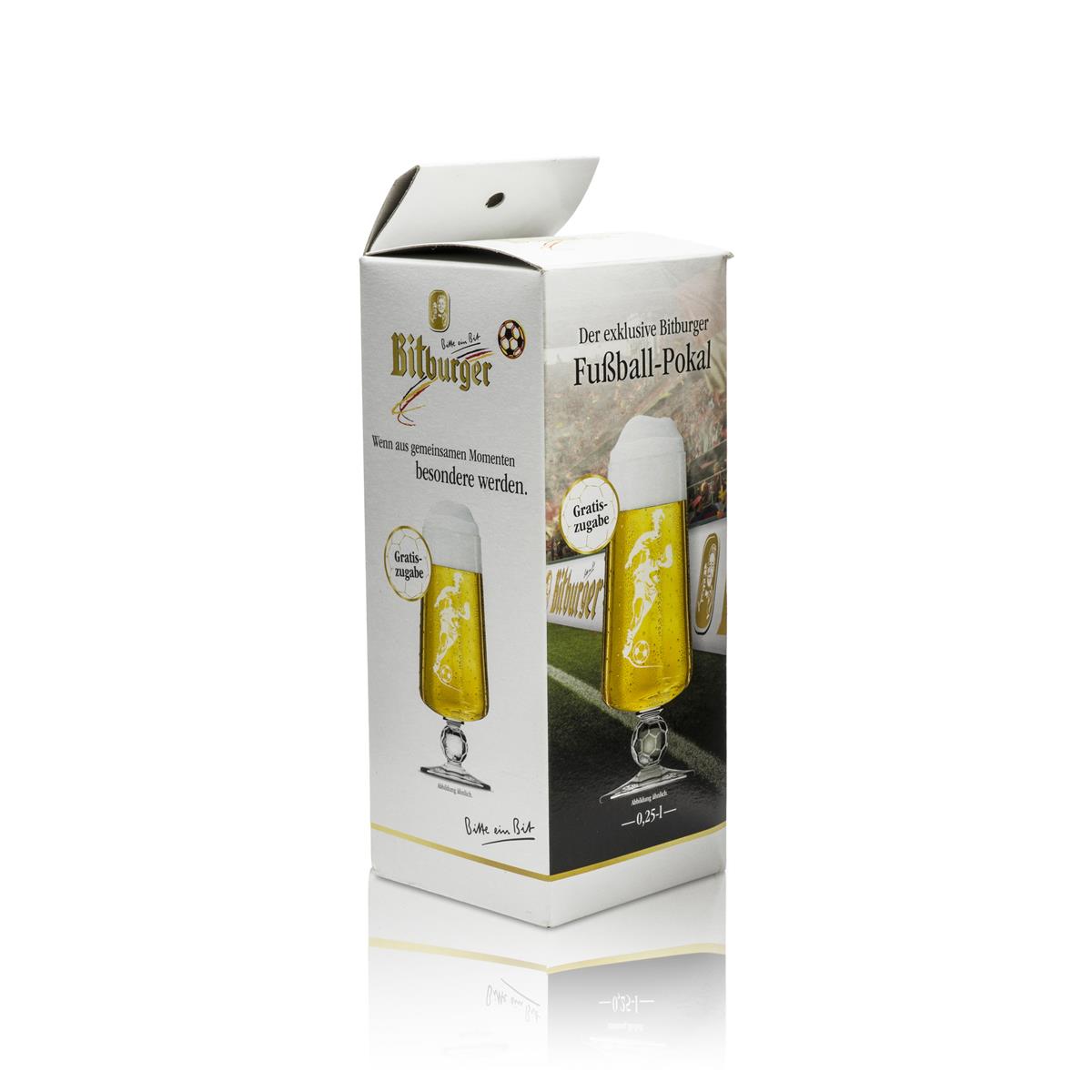 1x Bitburger Bier Glas 0,25l Fußball Edition Einzeln verpackt – Ansicht 2