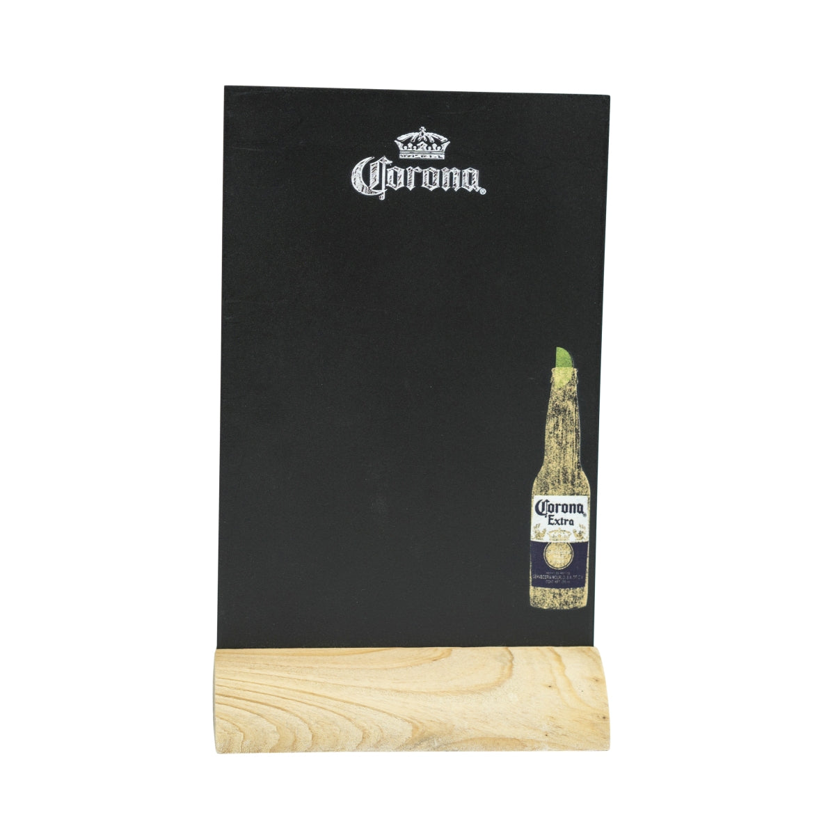 1x Corona Bier Tischaufsteller Kreidetafel klein Holzfuß mit Metallklammern