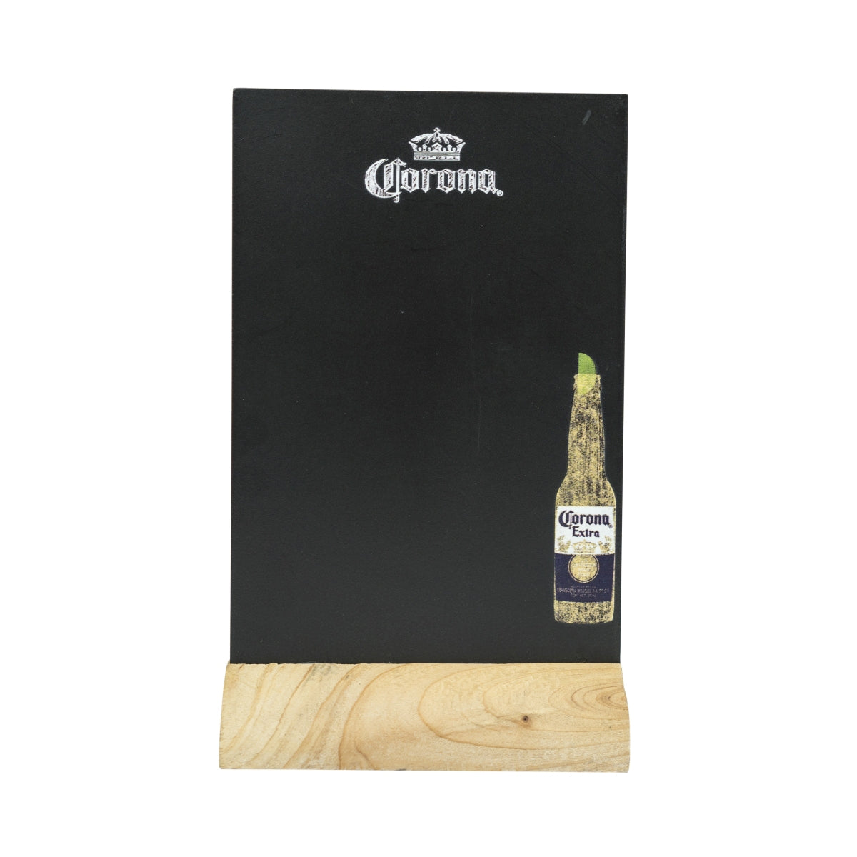 1x Corona Bier Tischaufsteller Kreidetafel klein Holzfuß mit Metallklammern – Ansicht 2