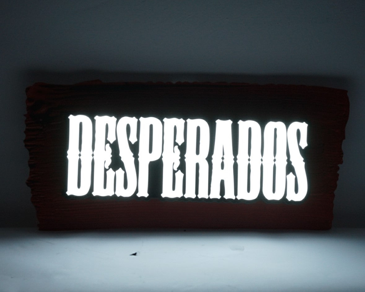 1x Deperados Bier Leuchtreklame weiße Schrift 60 x 25