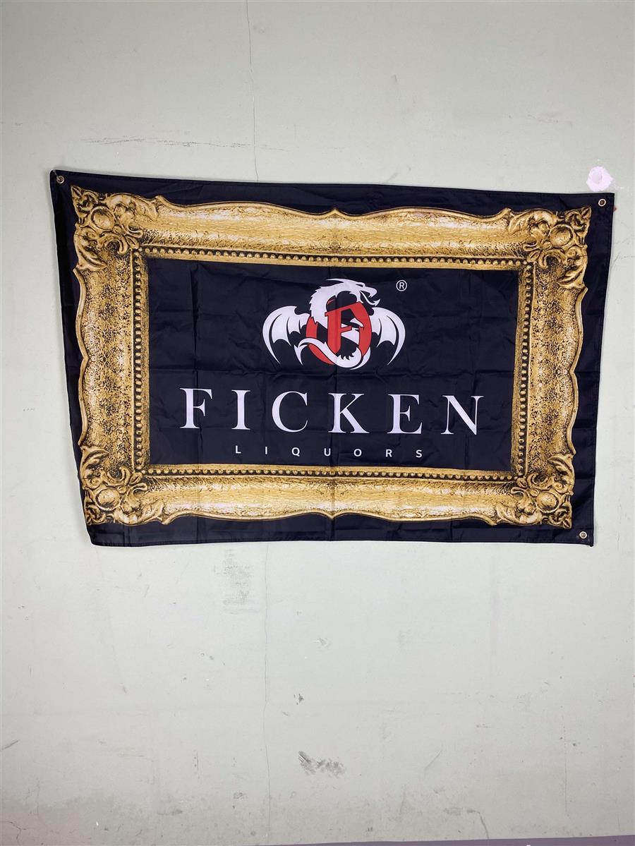 1x Ficken Likör Fahne Goldrahmen 150 x 100 – Ansicht 2