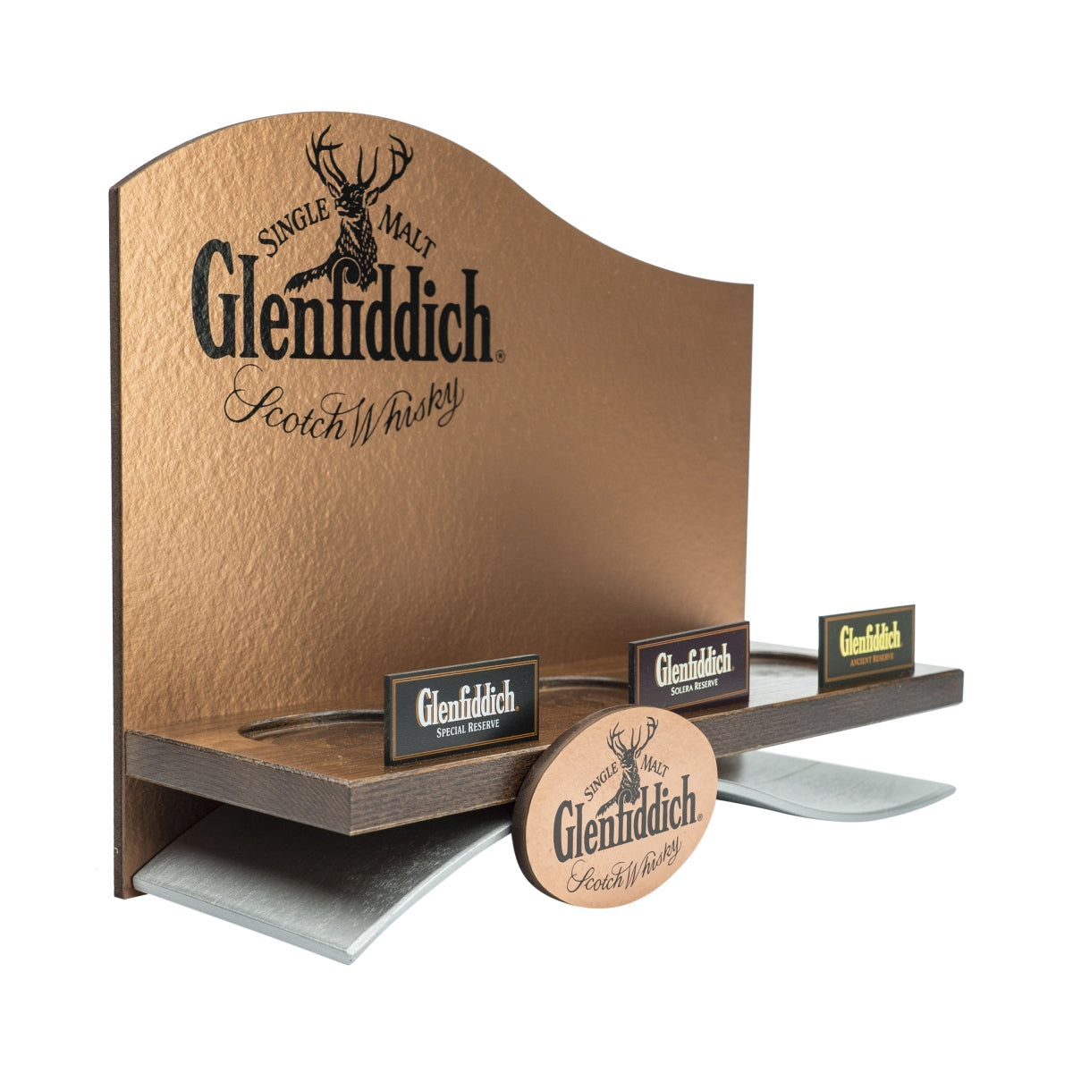 1x Glenfiddich Whiskey Barcaddy Holz Bronze lackiert 3 Flaschen – Ansicht 2