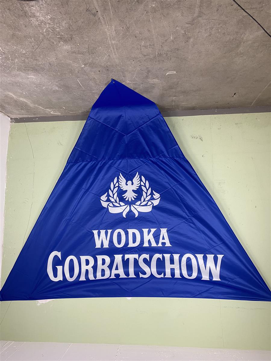 1x Gorbatschow Vodka Fahne 3 Eckig blau Banner 300x300x300