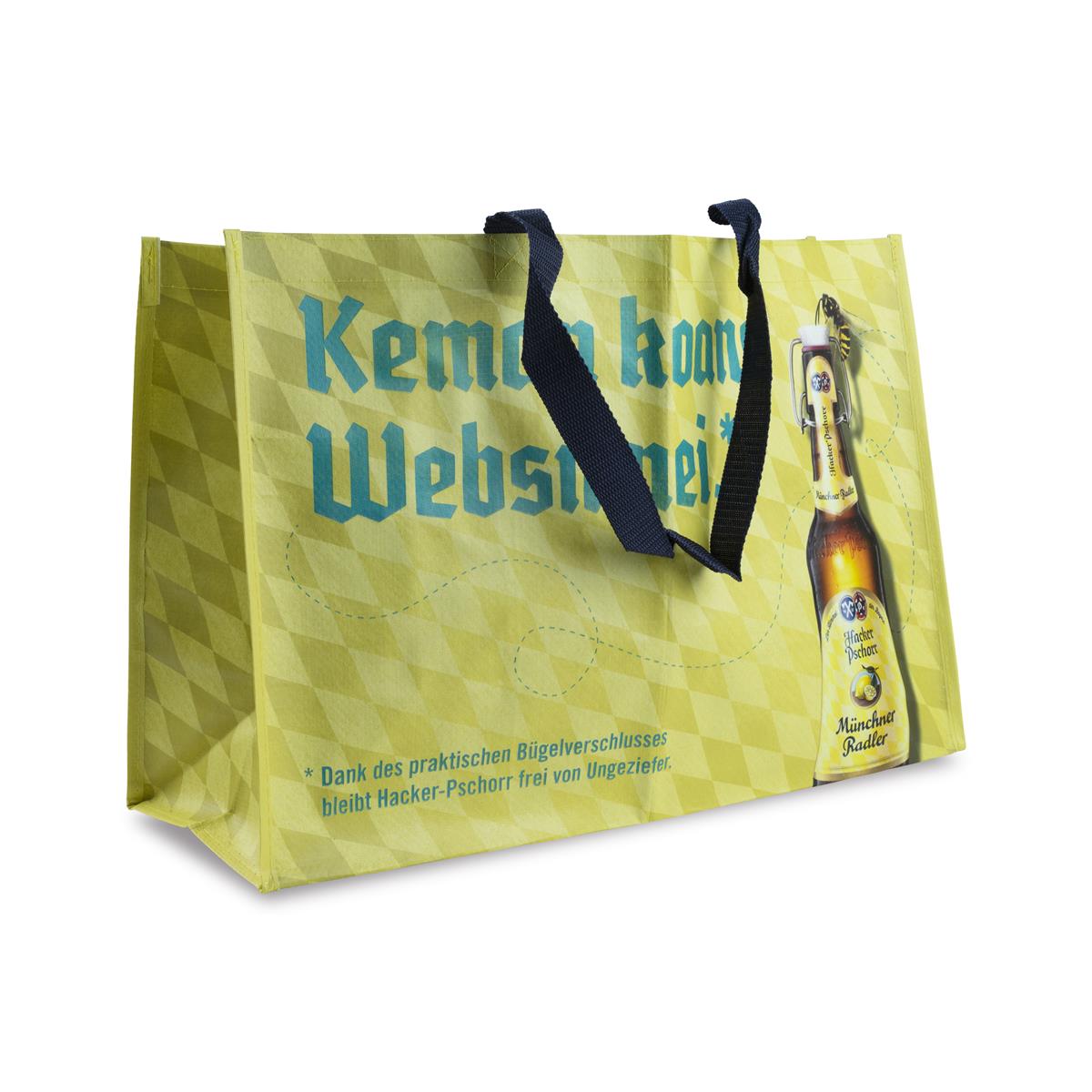 1x Hacker Pschorr Bier Tasche Einkaufstüte gelb