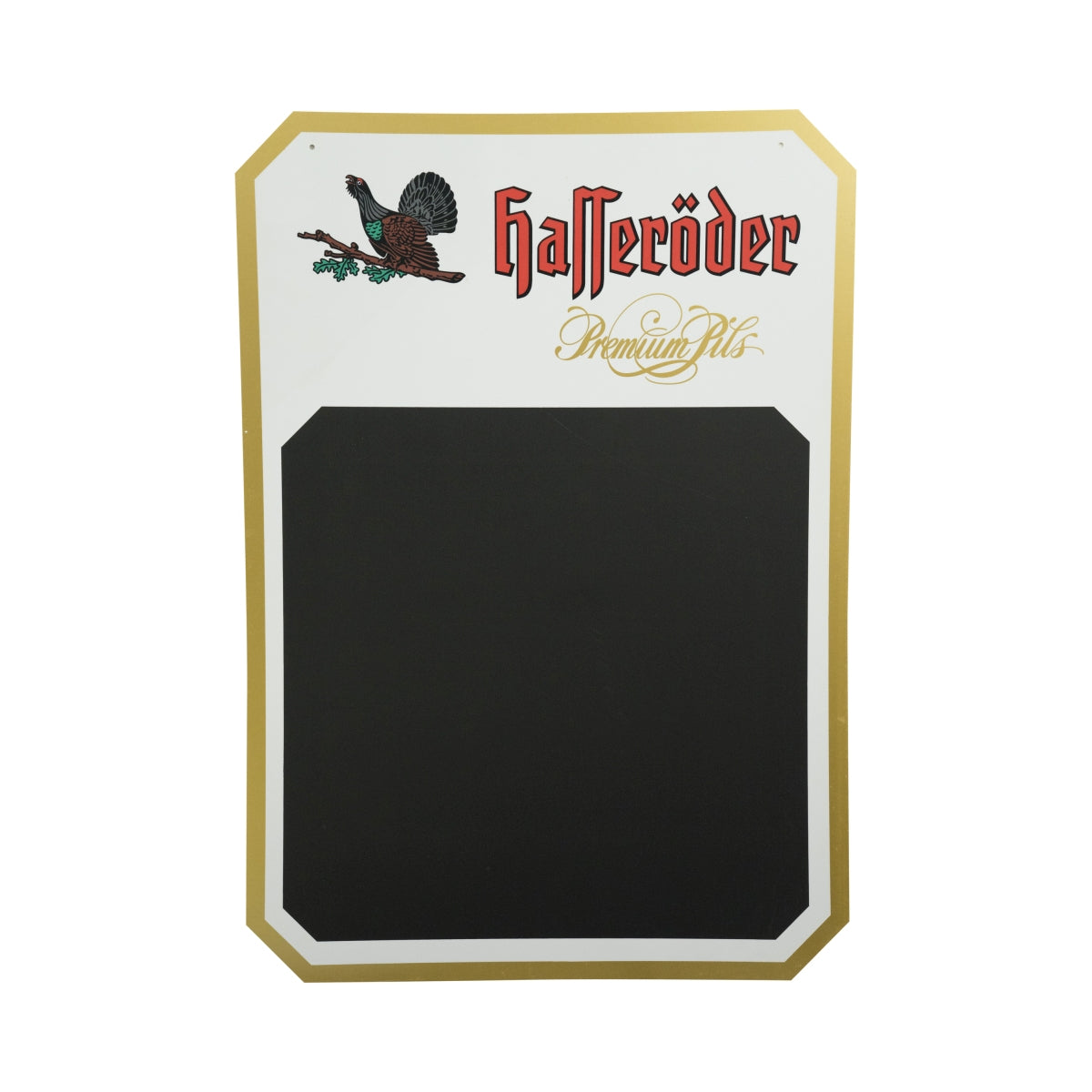 1x Hasseröder Bier Kreidetafel Weiß Gold