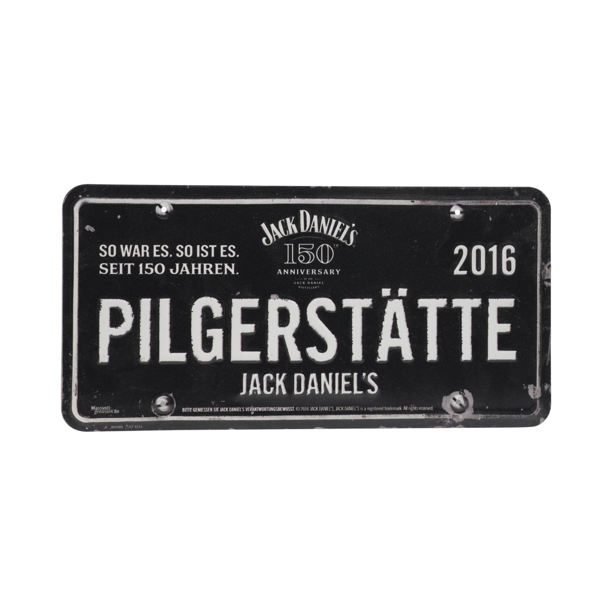 1x Jack Daniels Rum Blechschild Pilgerstätte 2016 30,5x15