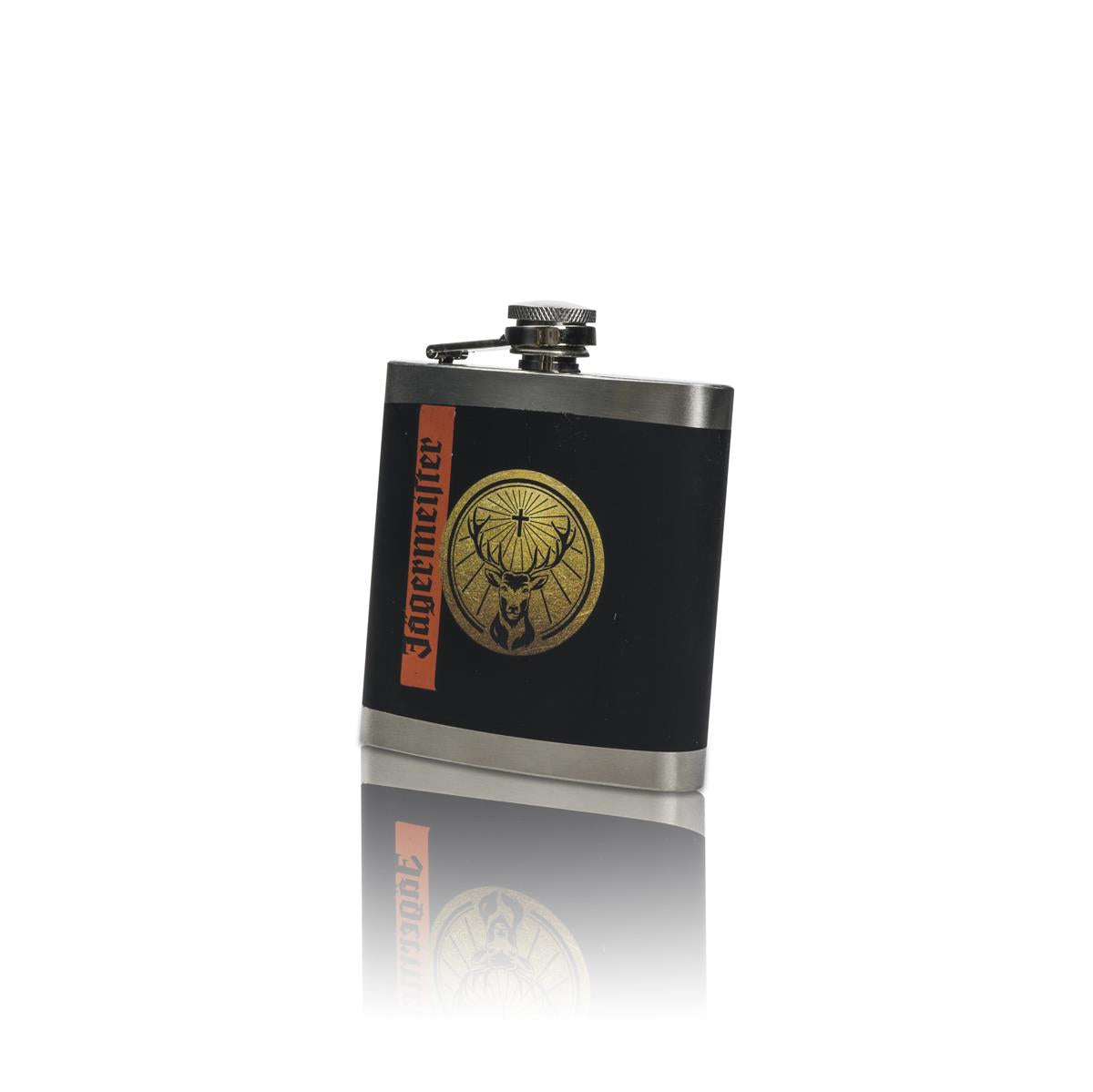 1x Jägermeister Likör Flachmann Metall schwarz – Ansicht 2