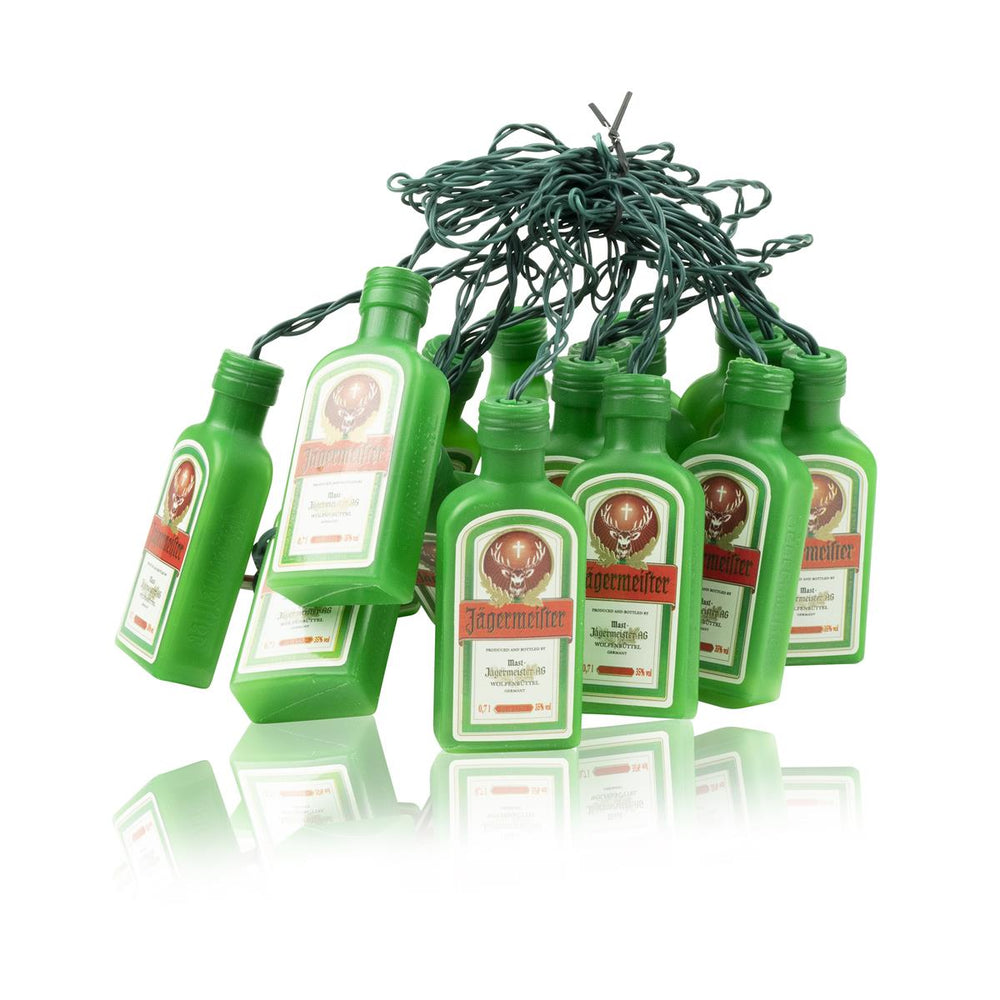 1x Jägermeister Likör Lichterkette Mini Flaschen grün
