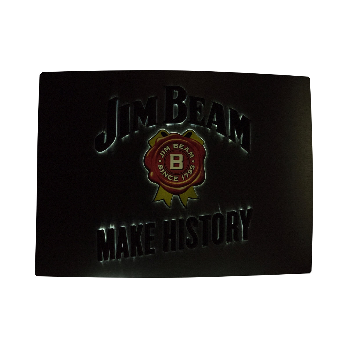 1x Jim Beam Whiskey Leuchtreklame Plexiglas auf Aluminiumplatte mit Wandhalterung – Ansicht 4